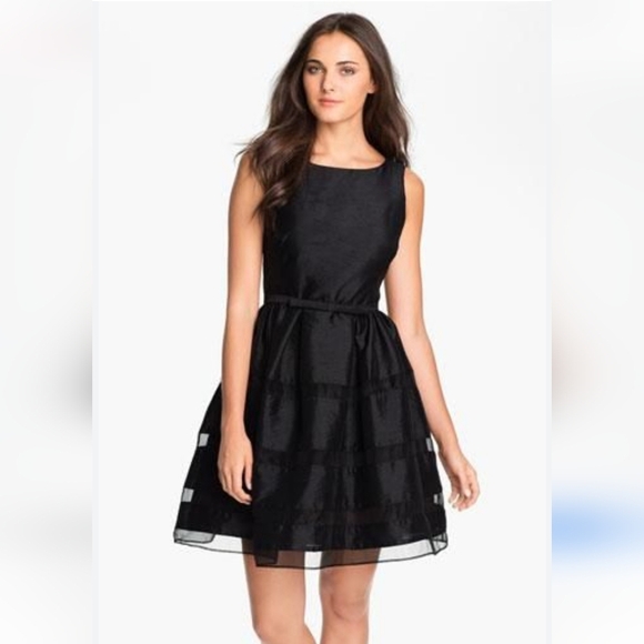 Taylor NWTs Tonal Strip Fit & Flare Dress - Picture 3 of 9
